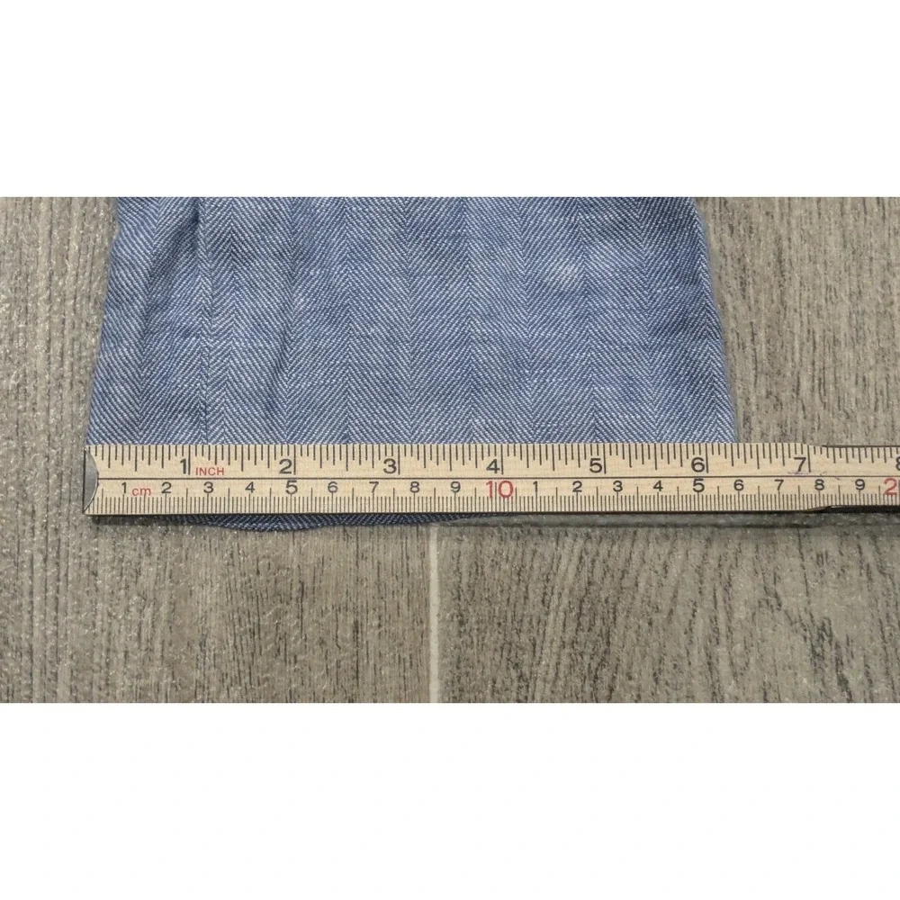 Express 100% Linen Chambray Herringbone Blue Pants Pleated Summer Mens 30x26